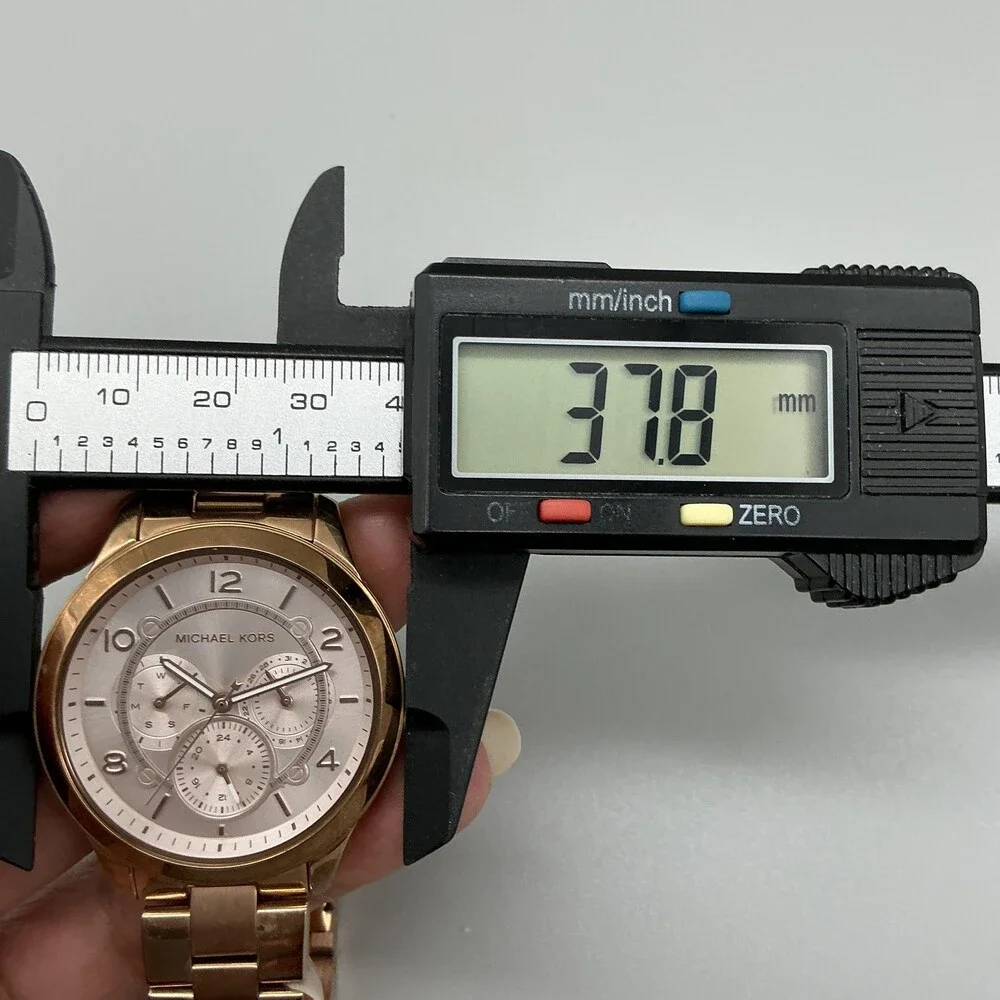 Michael Kors MK6589 Womens Watch 38mm Day Date Rose Gold Tone New Battery 6.25